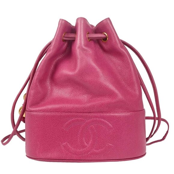 Chanel Pink Calfskin Bucket Drawstring Shoulder Bag 186702 - Picture 1 of 10